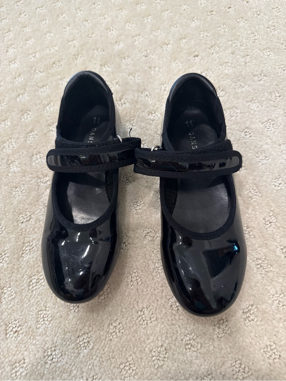 Danskin Girls Black Patent Mary Jane Tap Dance Shoes Size 11